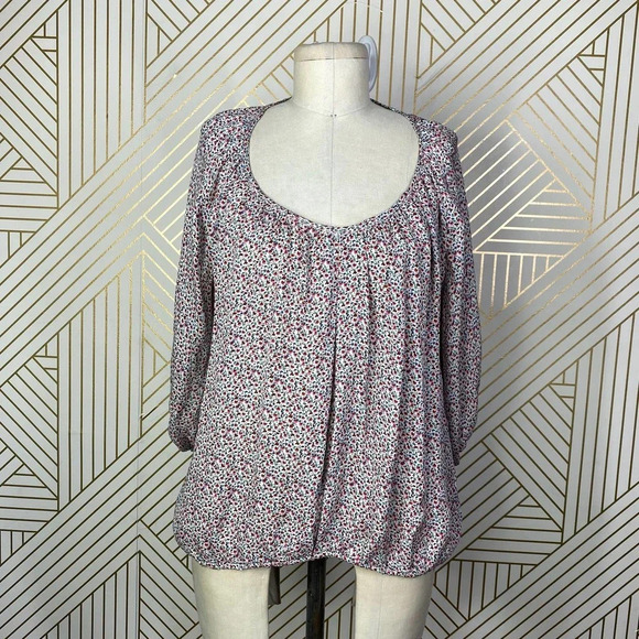 NSF Silk Floral‎ Printed Balloon Sleeve Top Red Green Size US XS - Picture 1 of 12